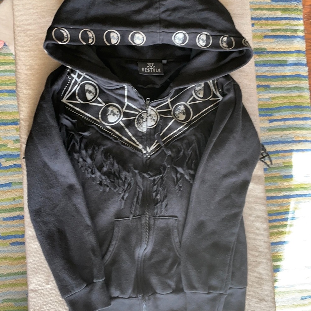 Restyle moon phase fringe hoodie
